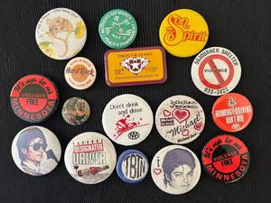 lot 523C image: HC - Pins & Buttons - Assorted Vintage Anti-Violence, Peace & Pop-Culture Badges including Two Michael Jackson Pins