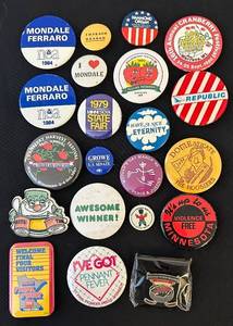lot 539C image: HC - Vintage Campaign Pins Lot - MondaleFerraro & Minnesota State Fair Buttons