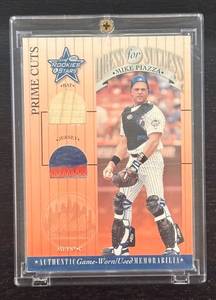 lot 27R image: B - Mike Piazza Dress for Success Game-Worn Jersey and Bat Memorabilia Card # DFS2SN 4150