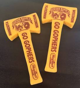 lot 30R image: B - Pair of Border Battle Sponge Fan Axes Minnesota Gophers vs. Wisconsin Badgers