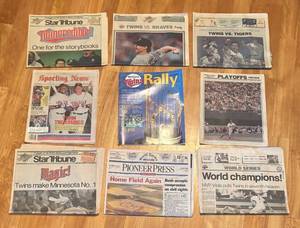 lot 75R image: B - Minnesota Twins 1987 and 1991 World Series Newspapers and Magazine Collection