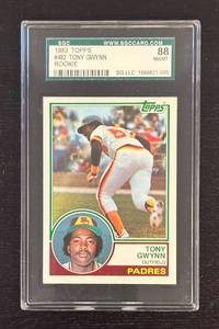 lot 79R image: B - 1983 Topps Tony Gwynn Rookie Baseball Card SGC 88 NMMT #482