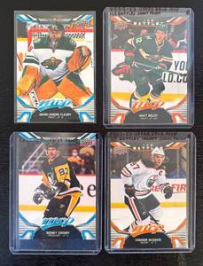 lot 92R image: B - Set of 4 2022-23 Upper Deck MVP NHL Hockey Cards - Fleury, Boldy, McDavid and Crosby