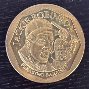 lot 94R image: G - Jackie Robinson Breaking Barriers 50th Anniversary Commemorative Coin