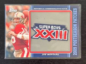 lot 97R image: B - 2009 Topps Joe Montana Super Bowl XXIII Commemorative Patch Card