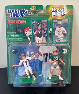 lot 142R image: B - Starting Lineup 1998 Series Classic Doubles John Elway and Dan Marino Figures with Cards