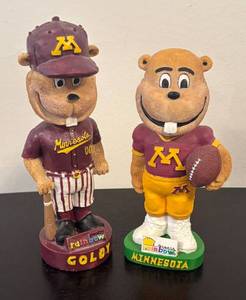 lot 155R image: B - Set of 2 University of Minnesota Goldy Bobbleheads