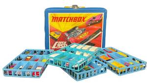 Matchbox Cars Collection - Vintage Assorted Toys in Vintage Blue Matchbox Case