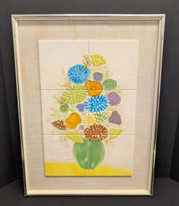 Harris Strong Ceramic Tile Art - Framed Floral Bouquet