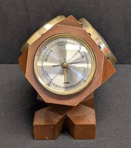 Jason Vintage Wood Barometer Weather Station with Hygrometer & Thermometer - 5.5 in