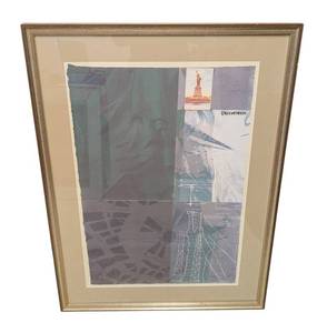 Vintage Robert Rauschenberg Statue of Liberty Print - Framed