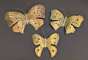 Three Vintage Copper Butterfly Wall Hangings - Rustic Metal Wall Decor