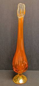 Mid Century Viking Hand Blown Orange Swung Glass Vase
