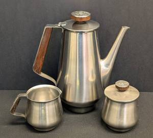 International Stainless Decorator Tea Set - 3-Piece Vintage Japan 188