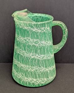 Vintage Mid Century Green Spaghetti-String Pitcher
