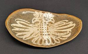 Stoneware Dish - Signed Vintage - Hand-Signed Ceramic Plate