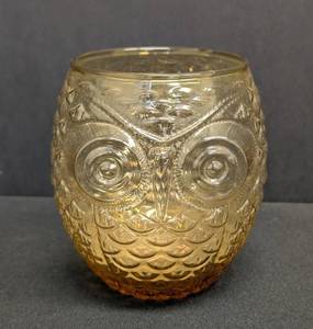 Vintage Amber Glass Owl Vase