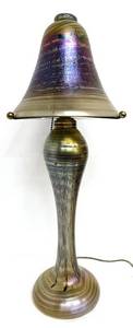 Joseph Clearman Vintage Art Glass Lamp - Iridescent Gold over Amethyst