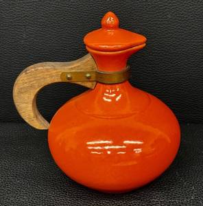 Vintage Orange Ceramic Water Carafe, RumRill #565