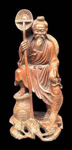 Jiang Ziya Statue - Hand-Carved Boxwood Chinese Wood