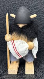 Gonk Viking Wooden Figurine - Vintage Scandinavian Folk Art