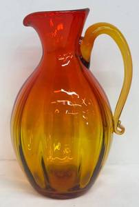 Vintage Blenko Amberina Glass Pitcher Tangerine Gradient