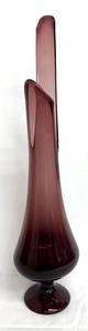 Mid Century Modern Amethyst Purple Art Glass Swung Vase