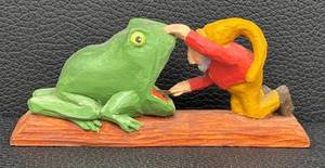 PC - Frog & Man Wood Carving