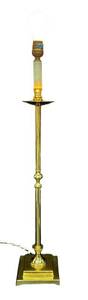 Brass Floor Lamp with Glass Globe Shade and Square Base