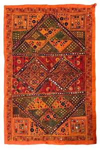 Eye Catching Vintage Textile Wall Hanging  - Vintage Patchwork Embroidery, 56 in x 37 in