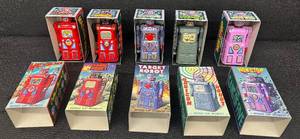 Lot of 5 Rocket USA Wind Up Robots with Boxes 1997
