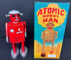 Atomic Robot Man Tin Wind-Up Toy with Box and Key