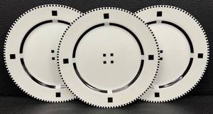 Swid Powell Tuxedo Luncheon Plates BlackWhite - Rare - Lot of 3