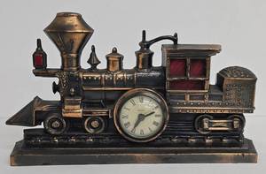 Vintage United Metal Goods Train Clock Sculpture - Model 703 w Lights