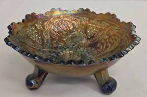 Vintage Fenton Iridescent Carnival Glass Berry and Holly Pattern