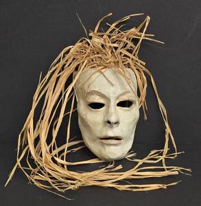 Artisan Crafted and Hand-Painted Mask with Straw Hair
