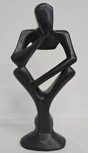 Wooden Abstract Figure Sculpture - Black Modern Art