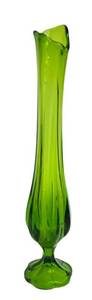 Vintage Green L.E. Smith Swung Glass Pedestal Vase