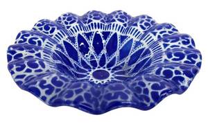 Sydenstricker Cobalt Blue Fused Art Glass Bowl with a Ruffled Rim