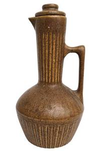 Vintage Monmouth Western Pottery Caramel Colored Stoneware Carafe Pitcher with Lid