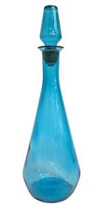 Vintage Blue Glass Genie in a Bottle Cobalt Blue Decanter with Stopper