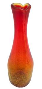 Vintage Blenko Amberina Crackle Glass Vase