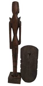 Hand Crafted Wooden African Figure with Mask