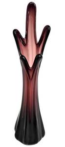 Vintage Mid Century Amethyst Five Finger Swung Glass Vase