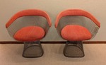 Pair of Vintage Knoll Platner Armchairs with Orange Fabric