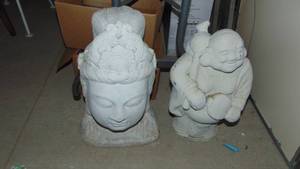 lot 3 image: 2- Medium Cement Garden Figures