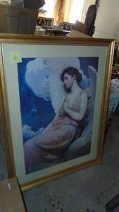 lot 6 image: Large Framed Angel Picture. 51.5 x 40