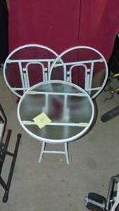 lot 14 image: 3- Metal and Glass Patio Tables. 18 Rd