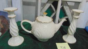 lot 34 image: Lenox Teapot and Candlesticks
