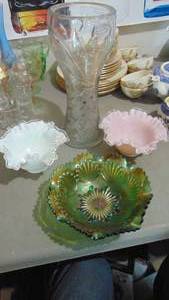 lot 53 image: Crystal Cut Vase, Carnival Glass and Fenton